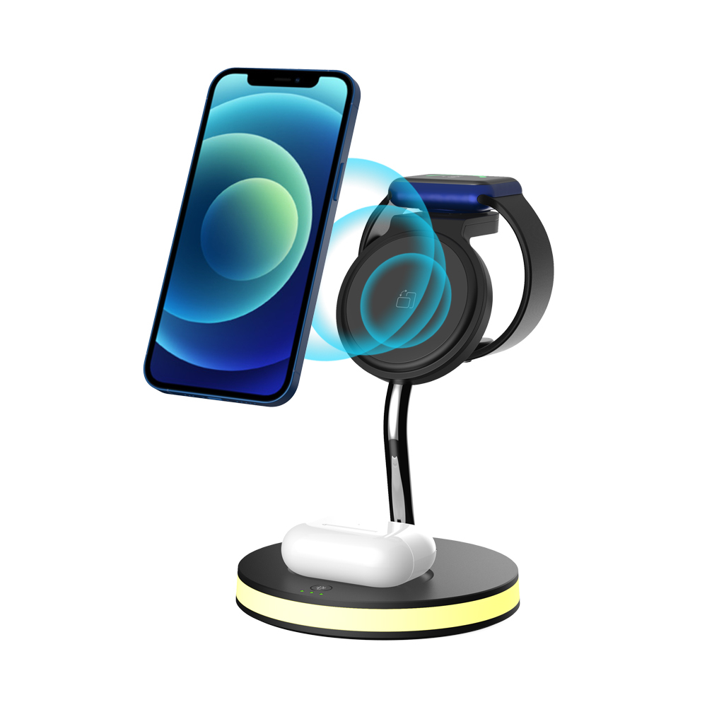 Factory direct sale iphone 3 in 1 foldable wireless charger 15w Fast 3 in 1 wireless charger stand for iphone and android