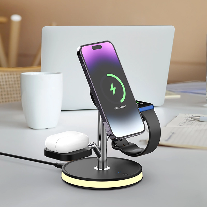 Top Selling Products 2023 Now T268 Fast Charging Stand 15W Magnetic Quick Charger 5 in 1 Wireless Charger For Iphone 14 13 12