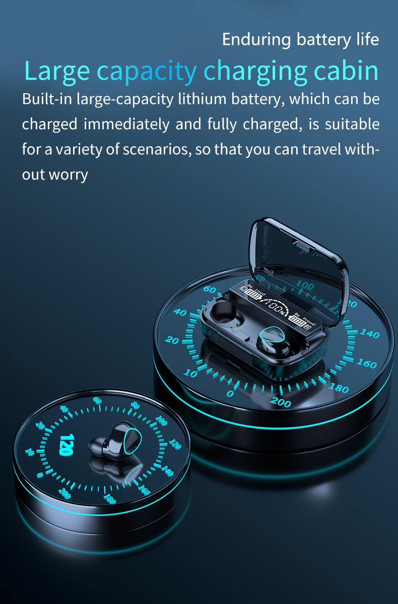 M10 TWS Wireless Headphones Bluetooth Earphone with Charging Box LED Sports Stereo Noise Canceling Earbuds Headsets for Xiaomi