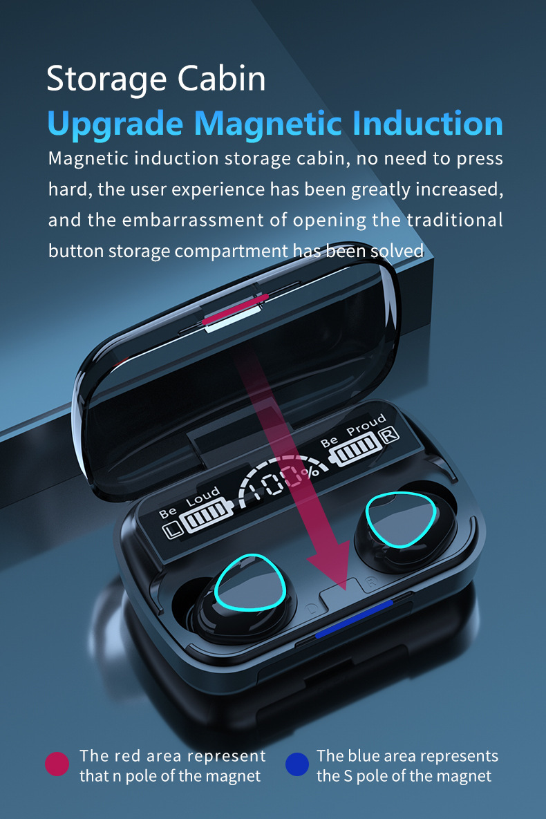M10 TWS Wireless Headphones Bluetooth Earphone with Charging Box LED Sports Stereo Noise Canceling Earbuds Headsets for Xiaomi