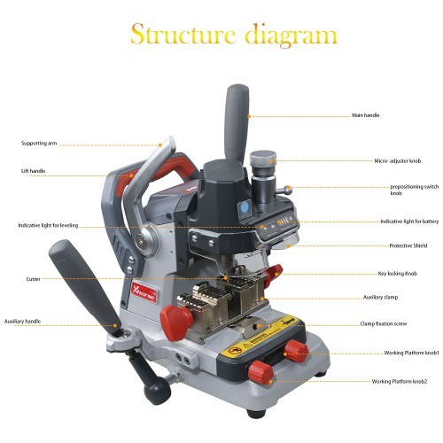 Xhorse DOLPHIN XP-007 XP007 Manual Key Cutting Machine For Laser Dimple and Flat Keys