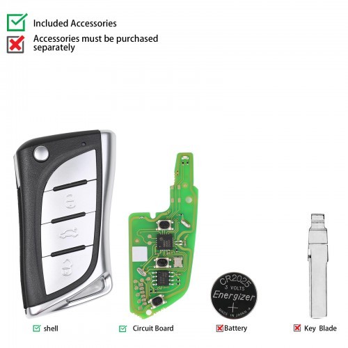 Xhorse XKLEX0EN Wireless Remote Lexus 3 Button Key English 5pcs/lot