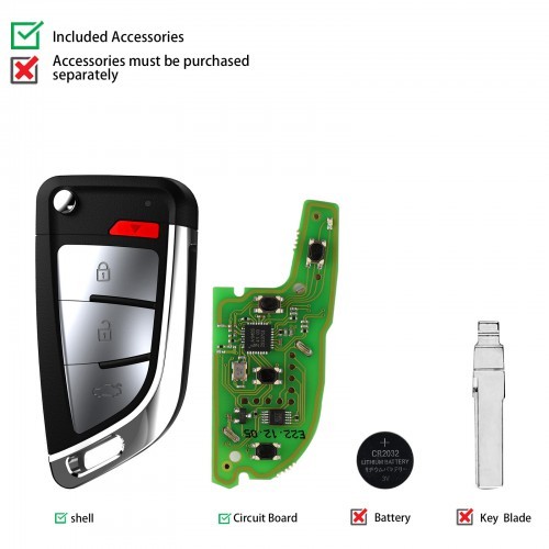Xhorse XSKFF0EN Smart Key Knife Style 4 Buttons English 5pcs/lot