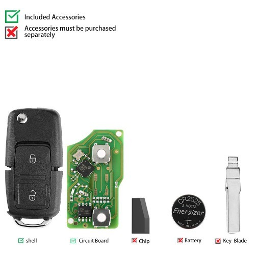 Xhorse XKB508EN Wire Remote Key VW B5 Flip 2 Buttons English 5pcs/lot