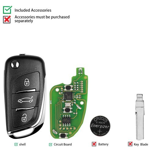 Xhorse XKDS00EN Wire Remote Key DS Flip 3 Buttons English 5pcs/lot