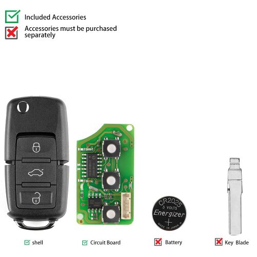 Xhorse XKB501EN Wire Remote Key VW B5 Flip 3 Buttons English 5pcs/lot
