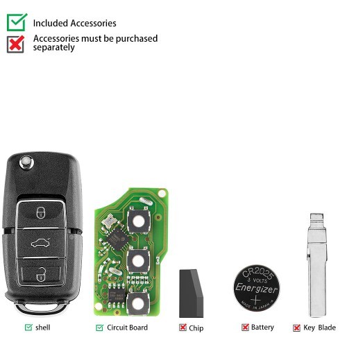 Xhorse XKB506EN Wire Remote Key VW B5 Flip 3 Buttons Extreme Black English 5pcs/lot