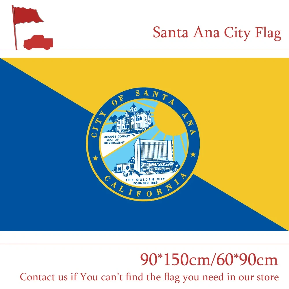 Santa Ana City Flag Of US California State 90*150cm 60*90cm 3ft*5ft Digital Print 100d Polyester Banners with Brass Grommets