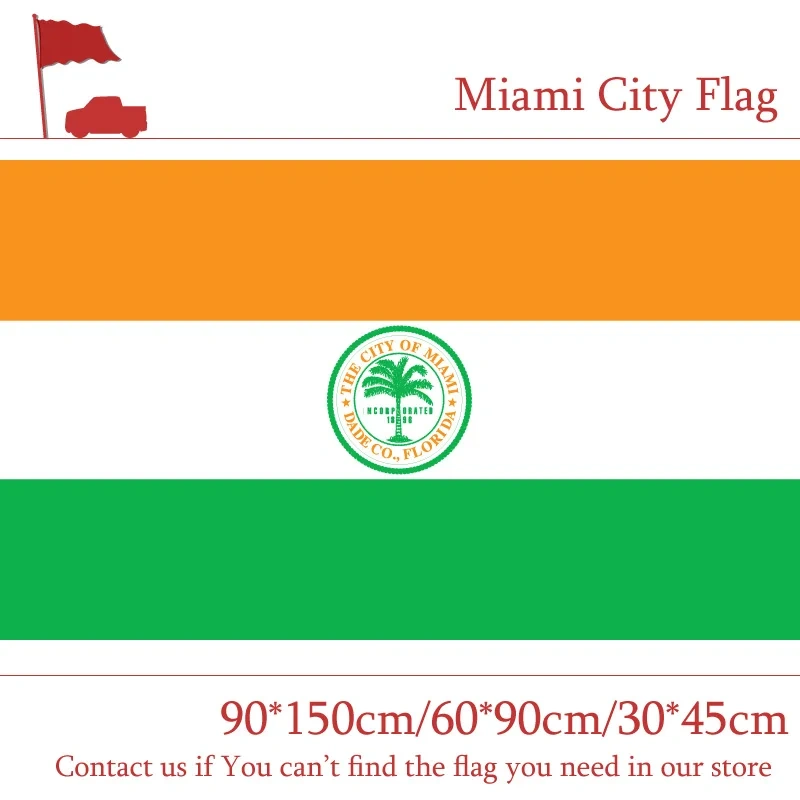 Miami City Flag 3x5ft Custom 100d Polyester 40*60cm Car Flag 90*150cm 60*90cm Flag