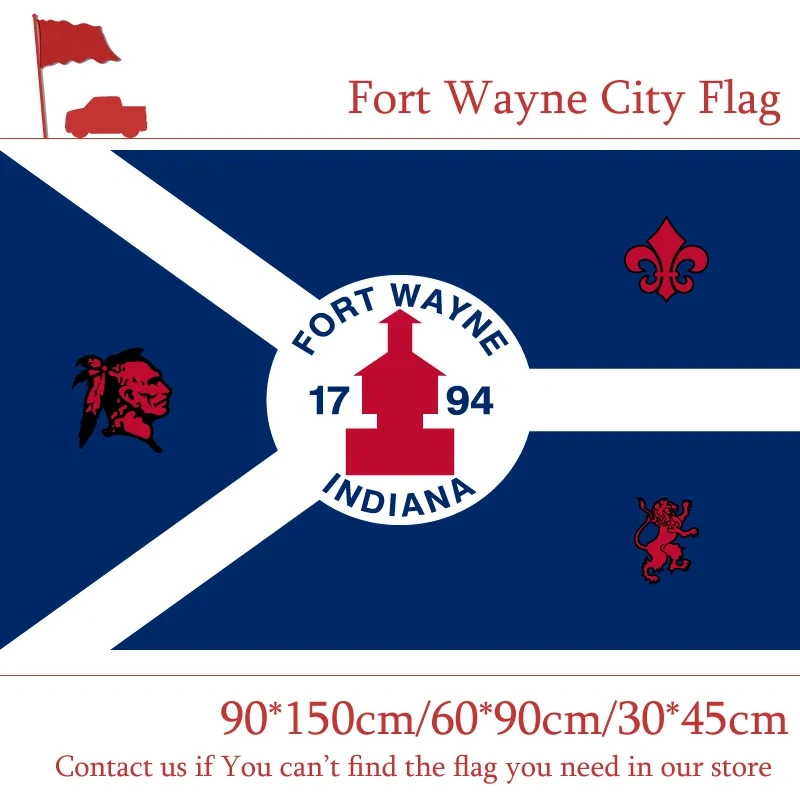 60*90cm 90*150cm Flag Custom 100d Polyester 3x5ft Indiana State Fort Wayne City Flag 40*60cm Car Flag