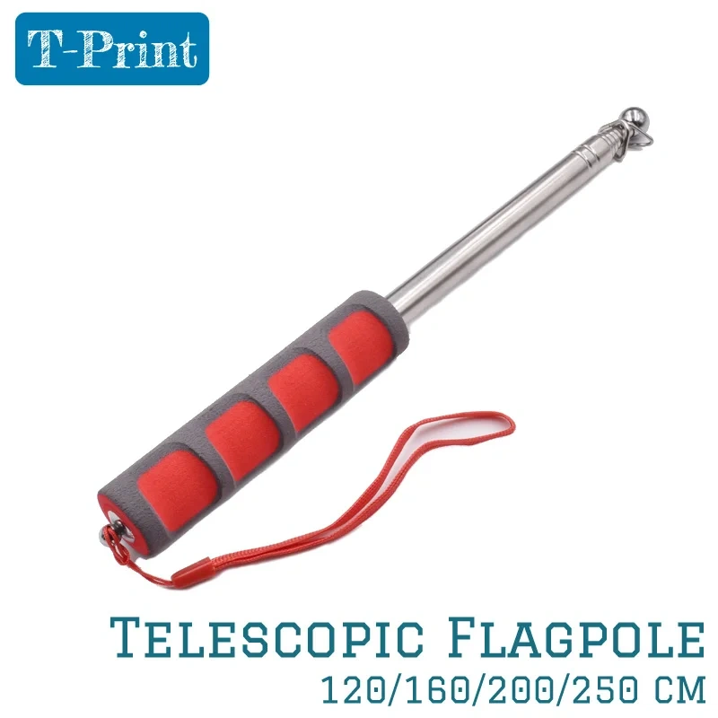 Hot Selling 120cm Stainless Steel Telescopic Flagpole Portable Handheld Poles For Flags Windsock tour guide flagpole