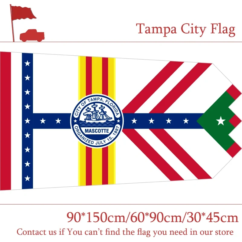 City Flag Of Tampa 90*150cm 60*90cm Flag 3x5ft Polyester Flags 40*60cm Car Flag For Campaign / Vote / Event / Office