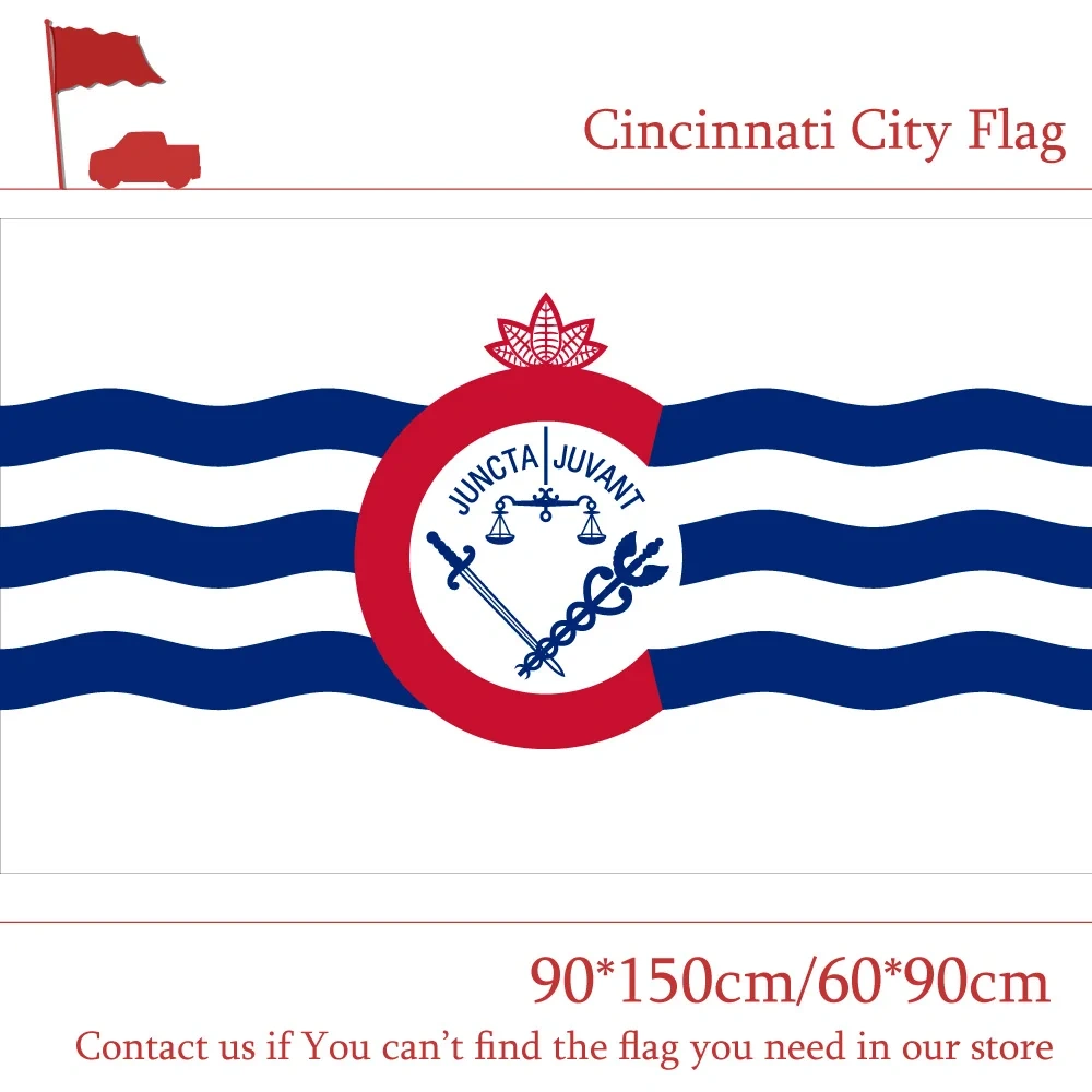 US 3x5 Foot Polyester Banners Cincinnati City Flag Ohio State 90*150cm 60*90cm Flag For Vote Home Decoration Event