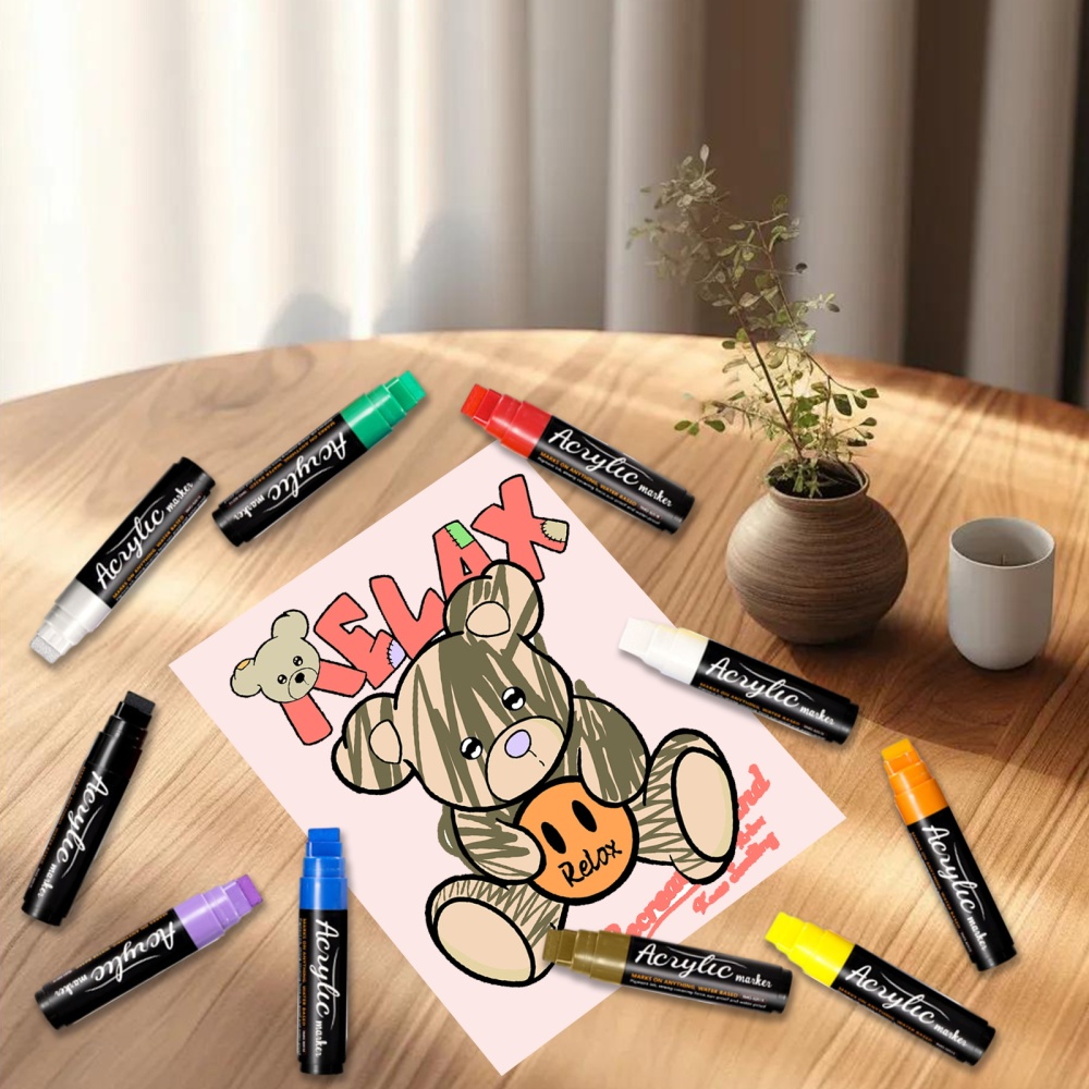 10 Graffiti Jumbo Acrylic Markers,15mm Jumbo Felt Tip Poster Paint Pens Acrylic painting Pen for Whiteboard Window Paint Glass Plastic Wood Rock and Metal Graffiti