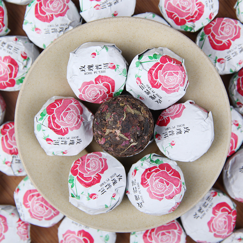 2023 Yunnan Flower Tea Mini Xiaotuo Tea Rose Pu'er Mature Tea Combination Flower Grass Tea Double petal Red Rose