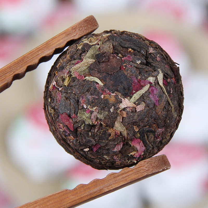 2023 Yunnan Flower Tea Mini Xiaotuo Tea Rose Pu'er Mature Tea Combination Flower Grass Tea Double petal Red Rose