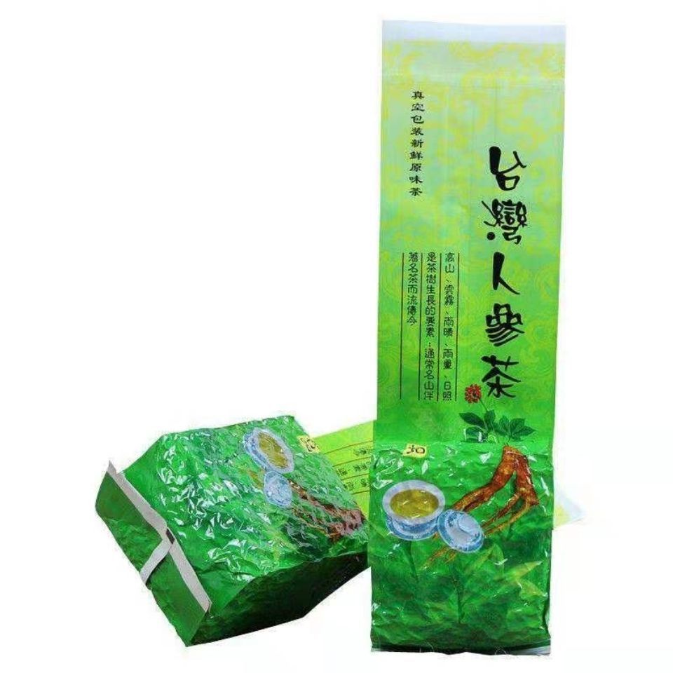 Ginseng tea is made from Taiwan's high mountain oolong tea, mixed with American ginseng leaf powder, with a dark green and tightly knotted appearance and a granular shape; The particles are evenly distributed, with a refreshing and fragrant taste, and the
