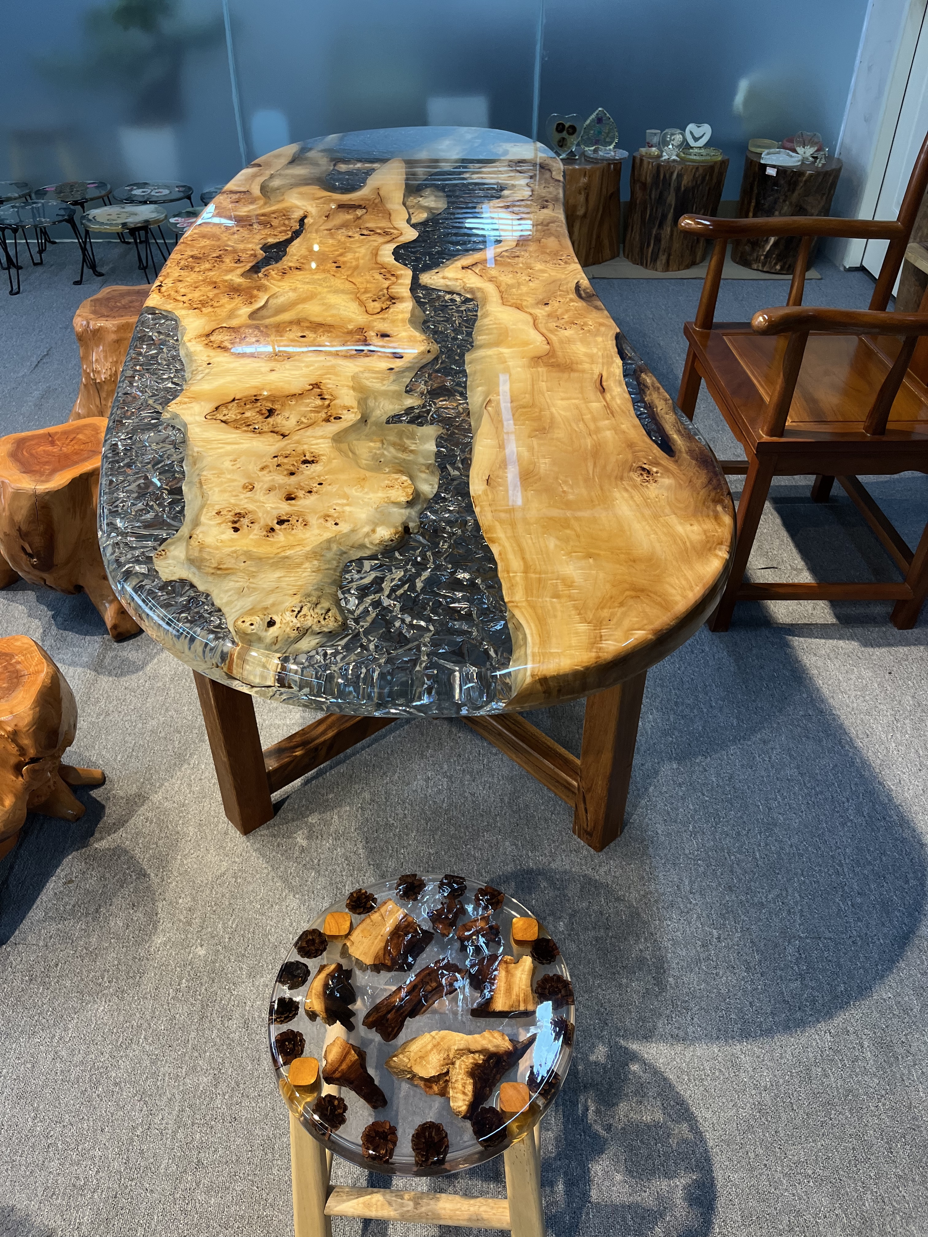 Epoxy Resin Dining Table Wood Liquid Transparent Glass Epoxy Wood Table