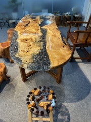Epoxy Resin Dining Table Wood Liquid Transparent Glass Epoxy Wood Table