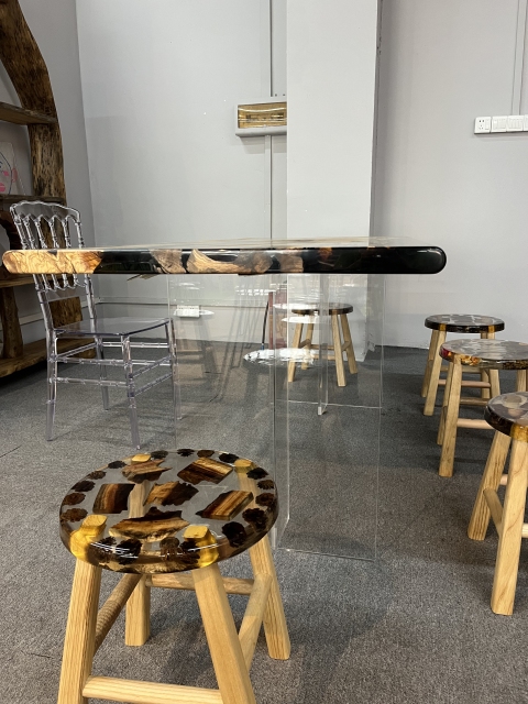 Epoxy Resin Dining Table Wood Liquid Transparent Glass Epoxy Wood Table
