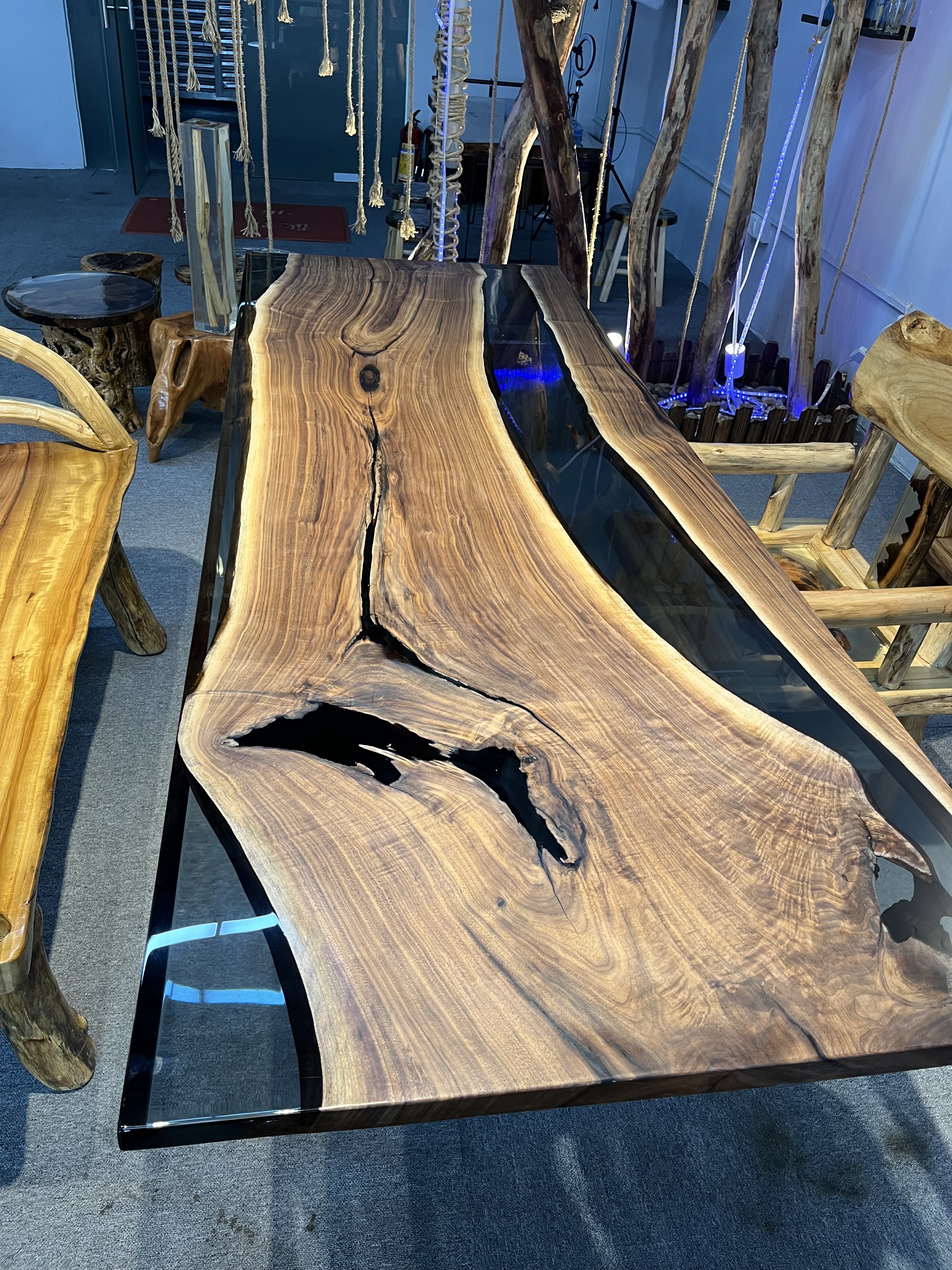 Epoxy Resin Dining Table Wood Liquid Transparent Glass Epoxy Wood Table