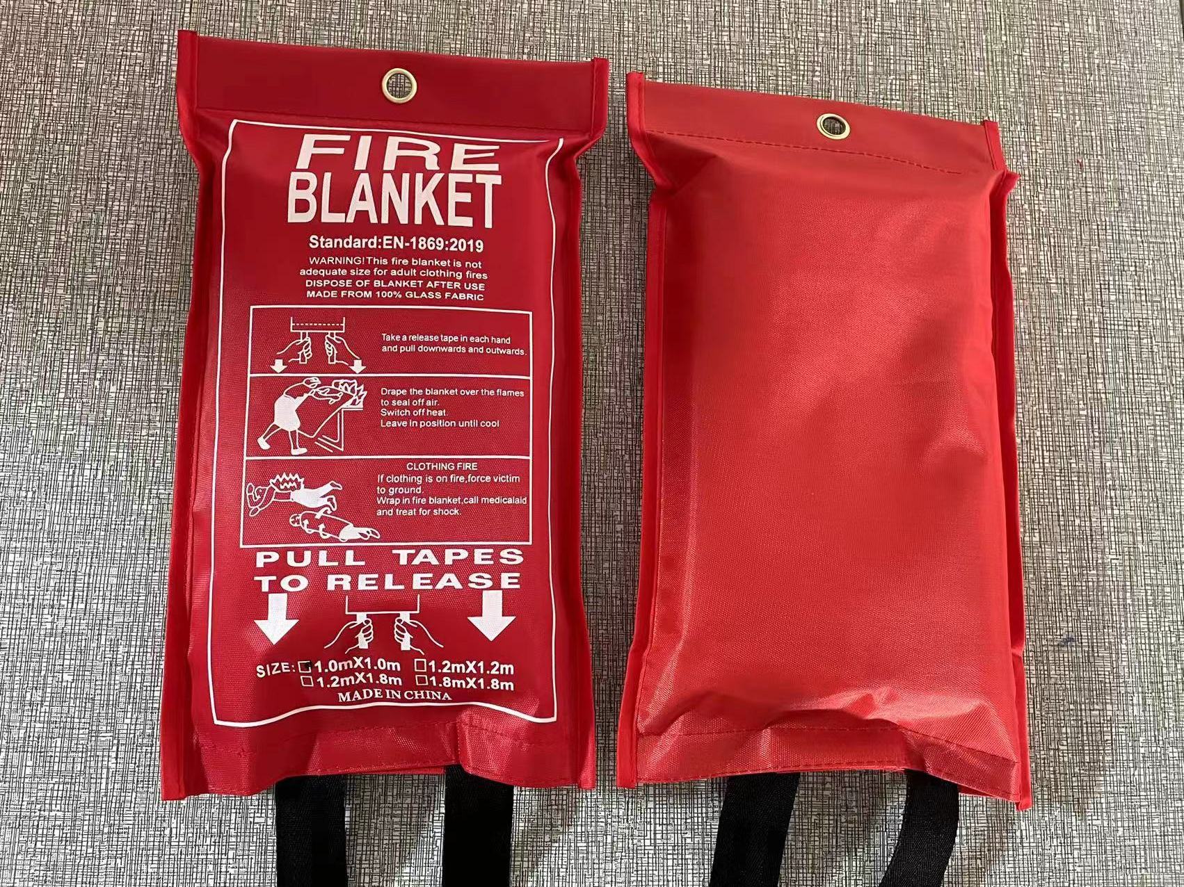 Flame Retardant Safety 1m x 1m Fireproof Fiberglass Emergency Fire Blankets