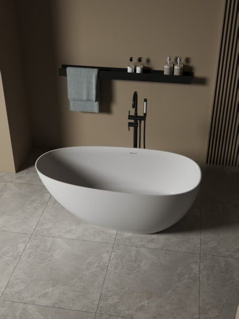 Smooth Surface Freestanding Acrylic Bathtub Fiberglass Resin Bathtub for Hotel or Home
