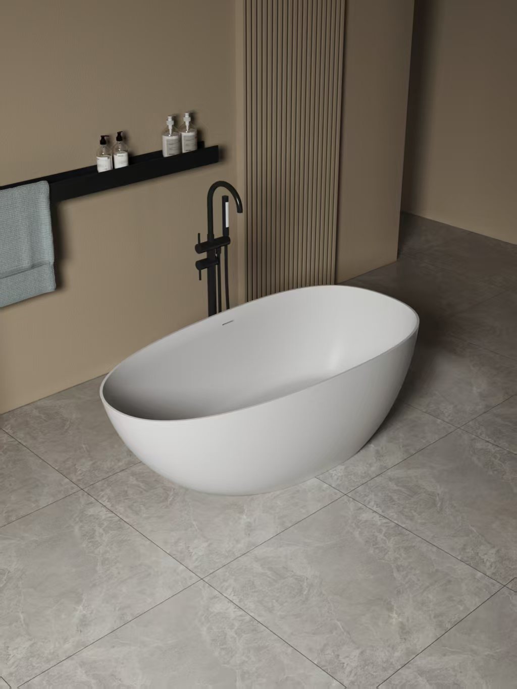 Smooth Surface Freestanding Acrylic Bathtub Fiberglass Resin Bathtub for Hotel or Home