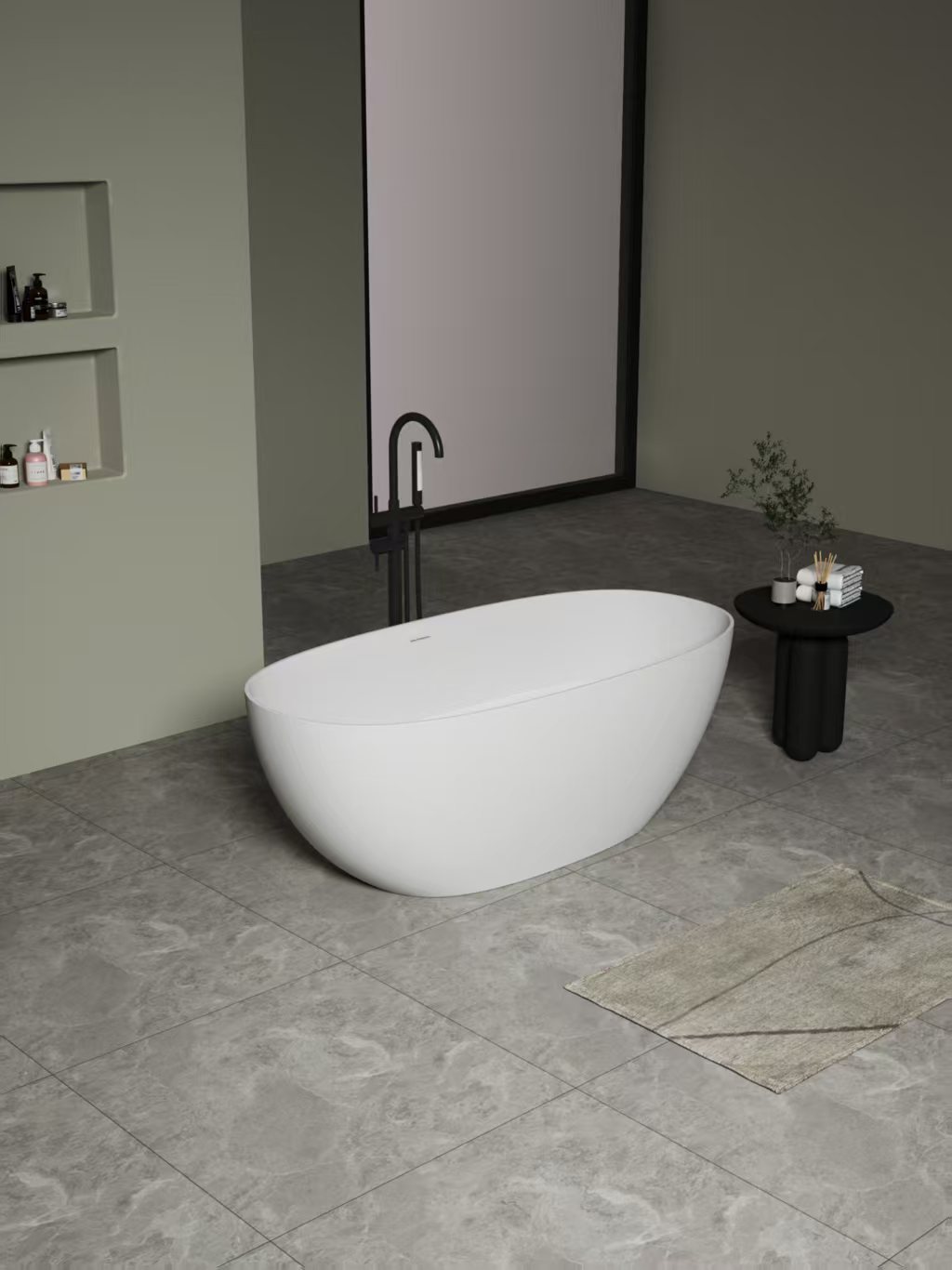 Smooth Surface Freestanding Acrylic Bathtub Fiberglass Resin Bathtub for Hotel or Home
