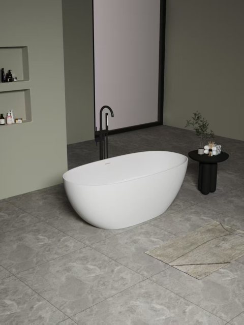 Smooth Surface Freestanding Acrylic Bathtub Fiberglass Resin Bathtub for Hotel or Home