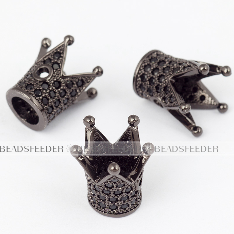 Brass base King Crown,Micro Pave Cubic Zirconia Beads, Lead Free & Nickel Free