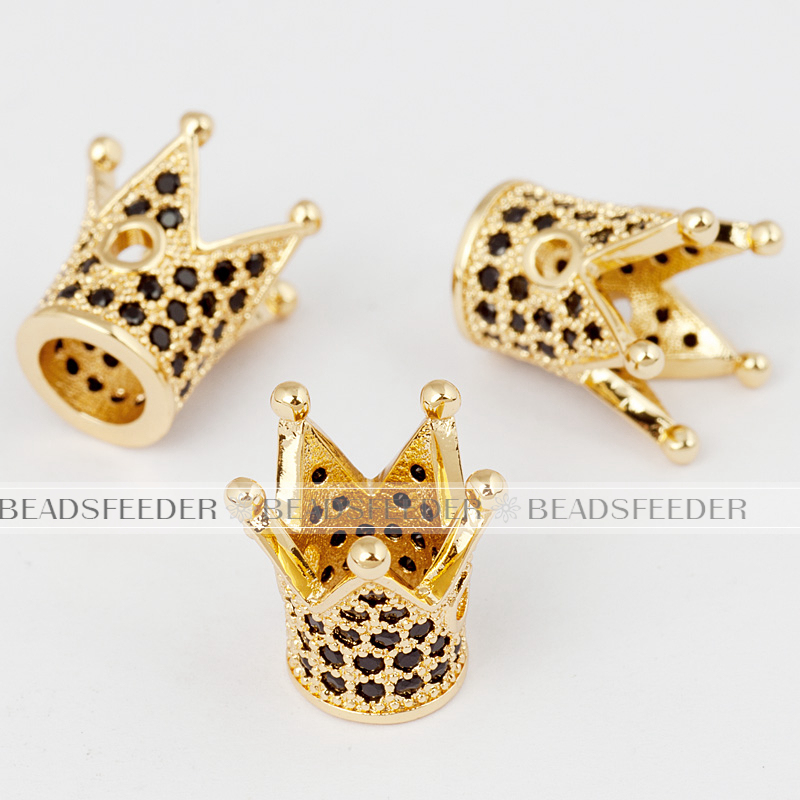 Brass base King Crown,Micro Pave Cubic Zirconia Beads, Lead Free & Nickel Free