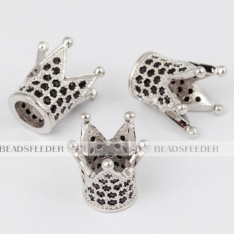 Brass base King Crown,Micro Pave Cubic Zirconia Beads, Lead Free & Nickel Free