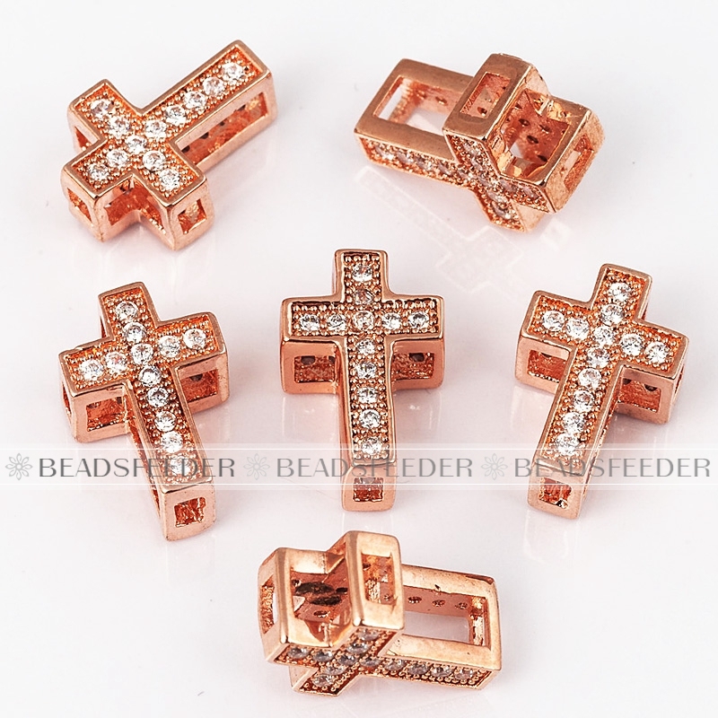 Cross bead with clear Zirconia , 11mm,1pc