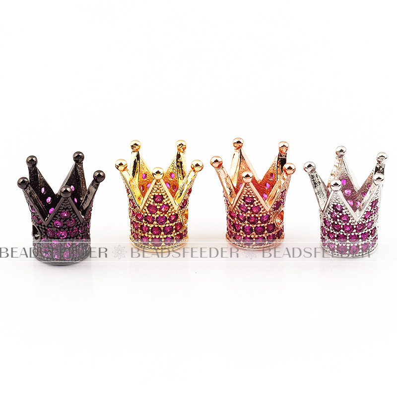 King Crown beads with Fuchsia Zirconia