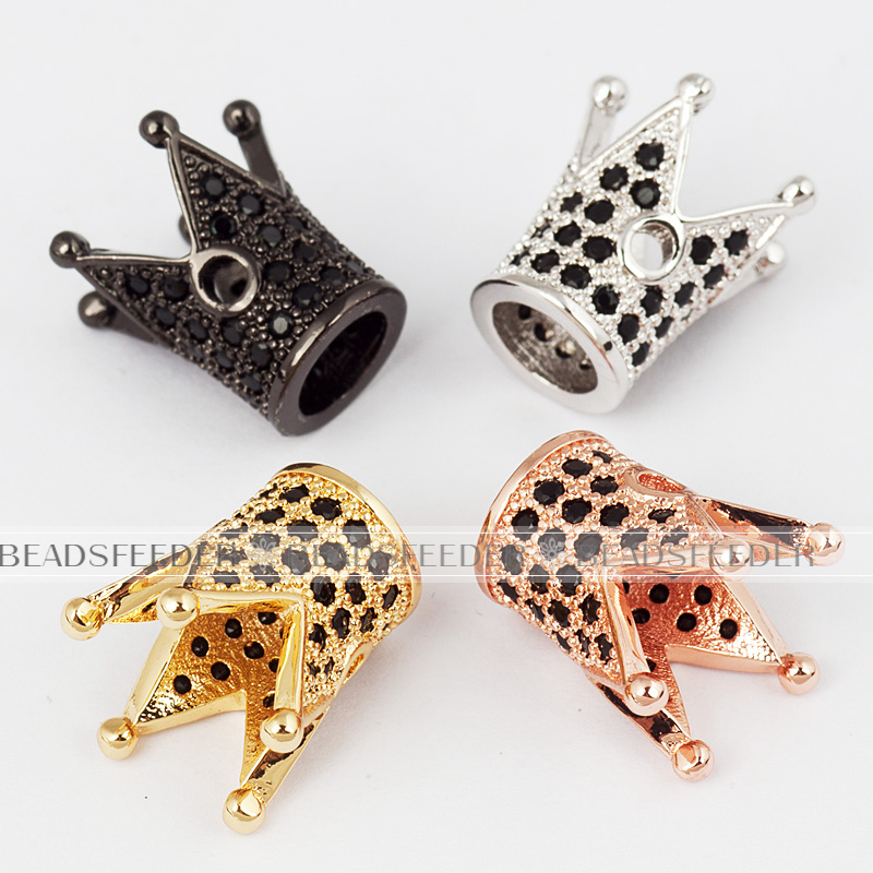 Brass base King Crown,Micro Pave Cubic Zirconia Beads, Lead Free & Nickel Free