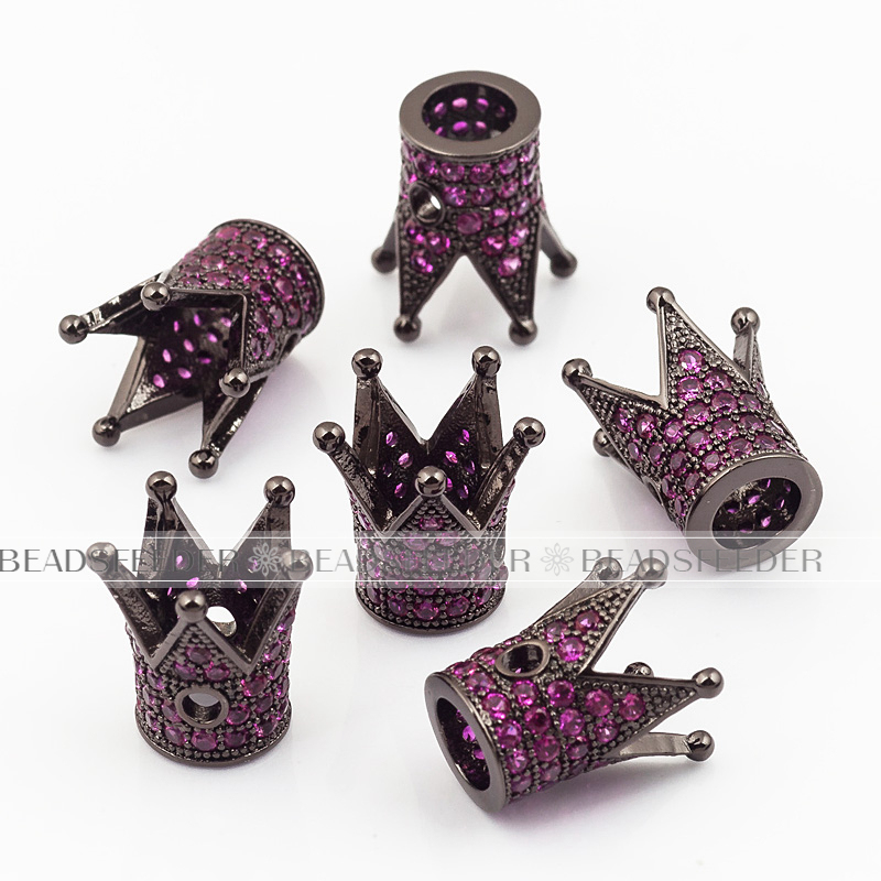 King Crown beads with Fuchsia Zirconia