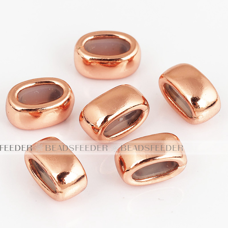 Pack 5 Stopper beads ,shinny finish,with Rubber silicone inernal Ring,Gasket for bracelet and Necklace, 9x7x4mm, Hole size 5x2mm