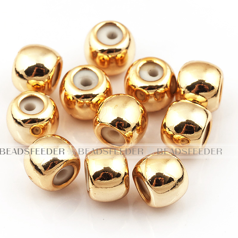 Pack 5 barrel shape stopper beads,shinny finish,with Rubber silicone inernal Ring,Gasket for bracelet and Necklace, 6x5mm, Hole size 1mm