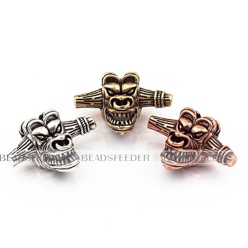 Outrage Tauren evil bull skull Bead,antique style Paracord Bead Skull Charm,fit for EDC Survival Bracelet Lanyard,29x22x18mm