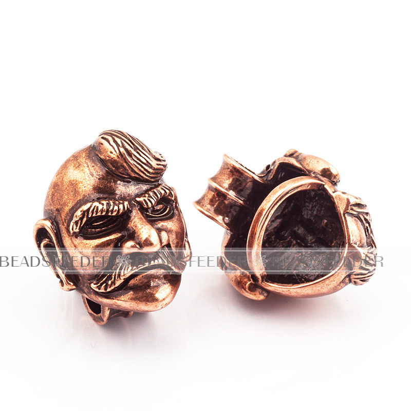 Very man Head Bead,antique style 550 Paracord Bead Skull Charm,fit for EDC Survival Bracelet Lanyard,23x19x17.5mm
