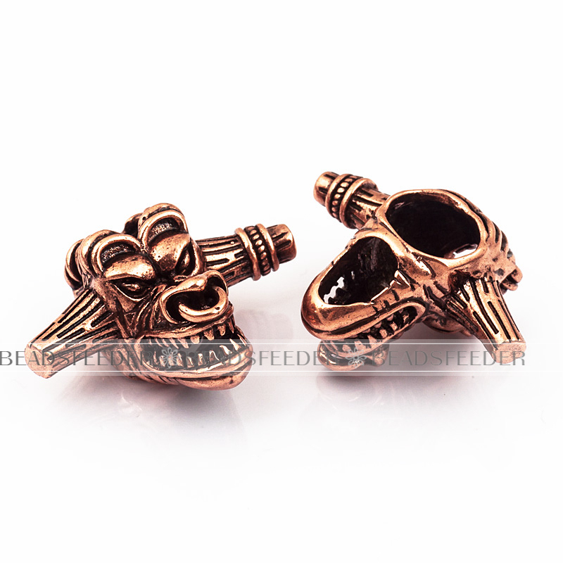 Outrage Tauren evil bull skull Bead,antique style Paracord Bead Skull Charm,fit for EDC Survival Bracelet Lanyard,29x22x18mm