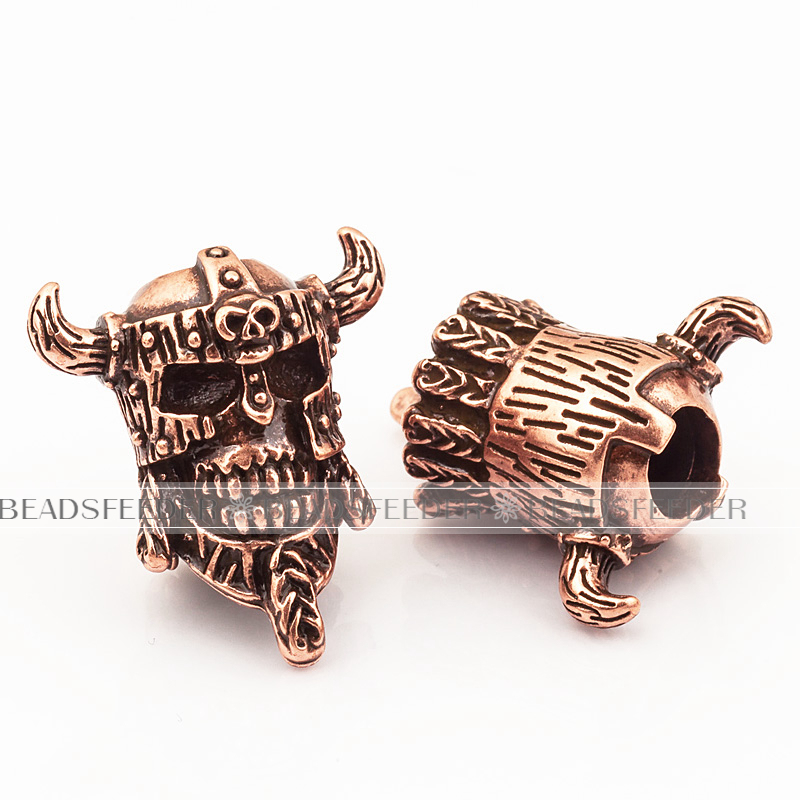 Skull helmet Bead ,Antique Viking Pirate Skull Bead,Paracord Bead Skull Charm, fit for EDC Survival Bracelet Keychain Lanyard,24mm