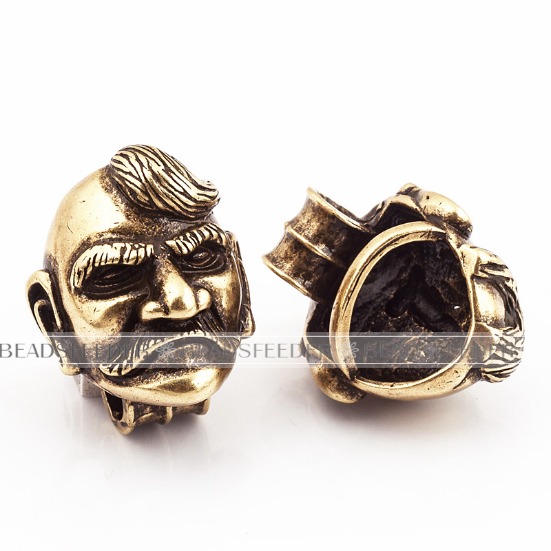 Very man Head Bead,antique style 550 Paracord Bead Skull Charm,fit for EDC Survival Bracelet Lanyard,23x19x17.5mm