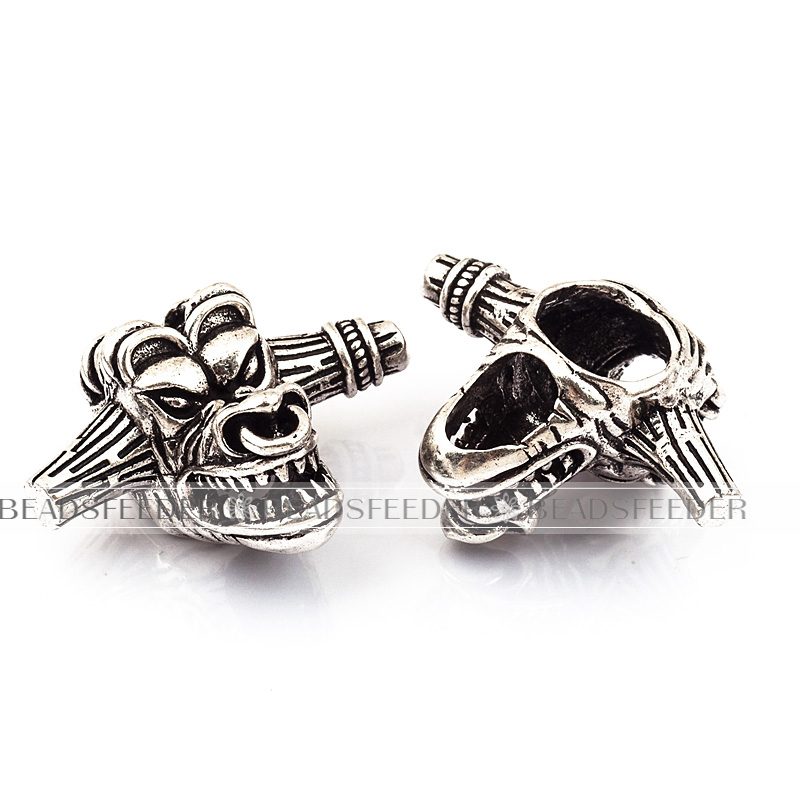 Outrage Tauren evil bull skull Bead,antique style Paracord Bead Skull Charm,fit for EDC Survival Bracelet Lanyard,29x22x18mm