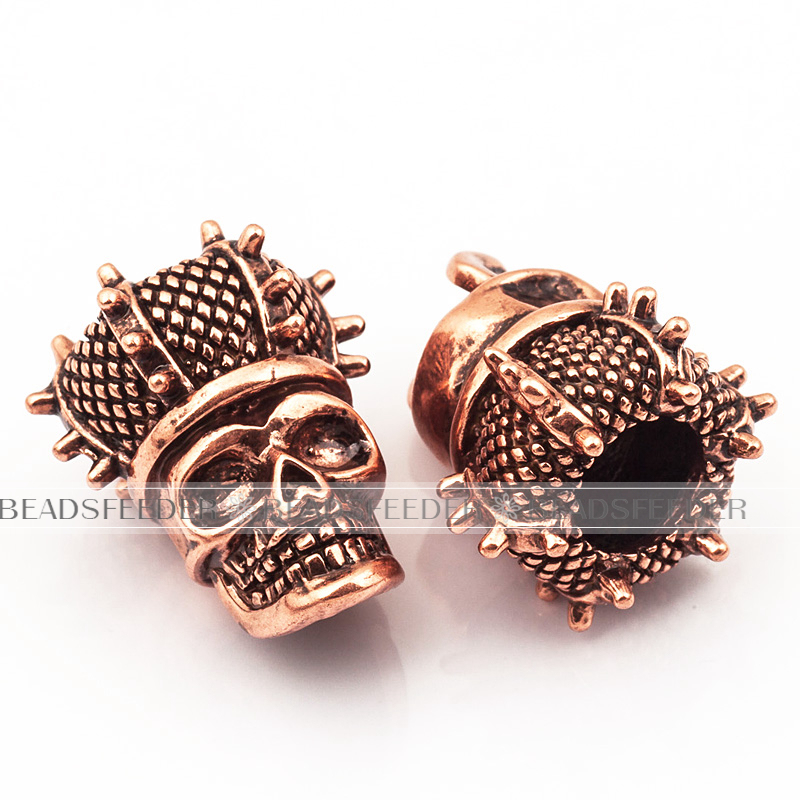 King crown Skull Bead ,bronze Skull Bead,Paracord Bead Skull Charm, fit for EDC Survival Bracelet Keychain Lanyard,22x17x15mm