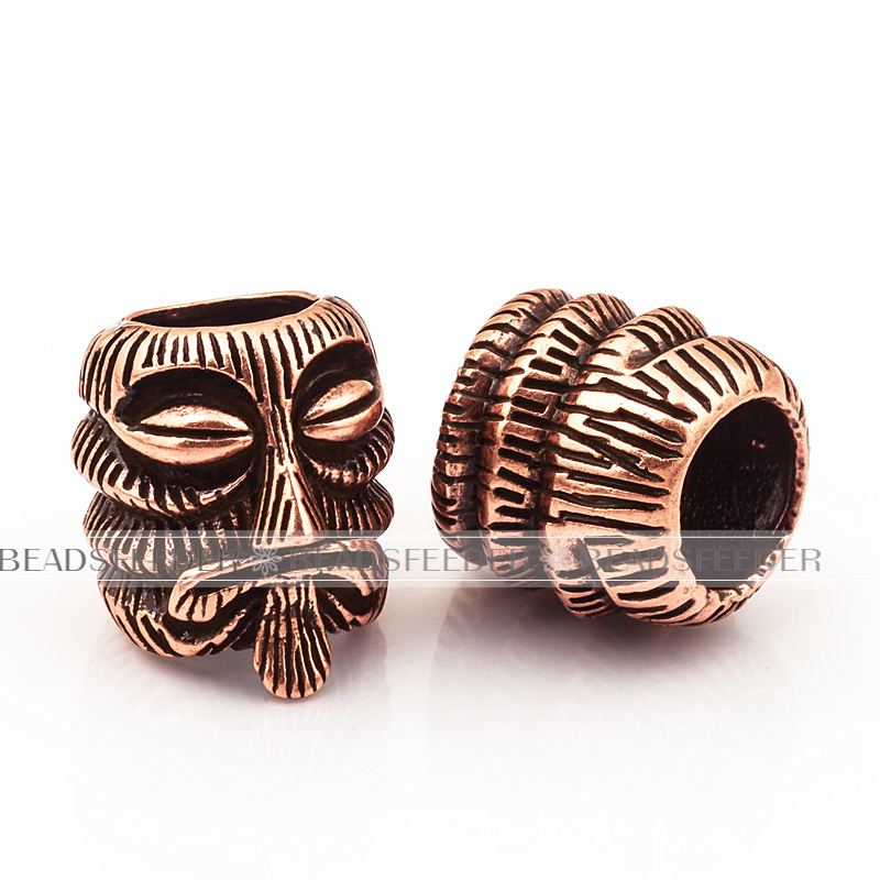 Evil skull mask Head Bead,antique style 550 Paracord Bead Skull Charm,fit for EDC Survival Bracelet Lanyard,17x15x15.5mm