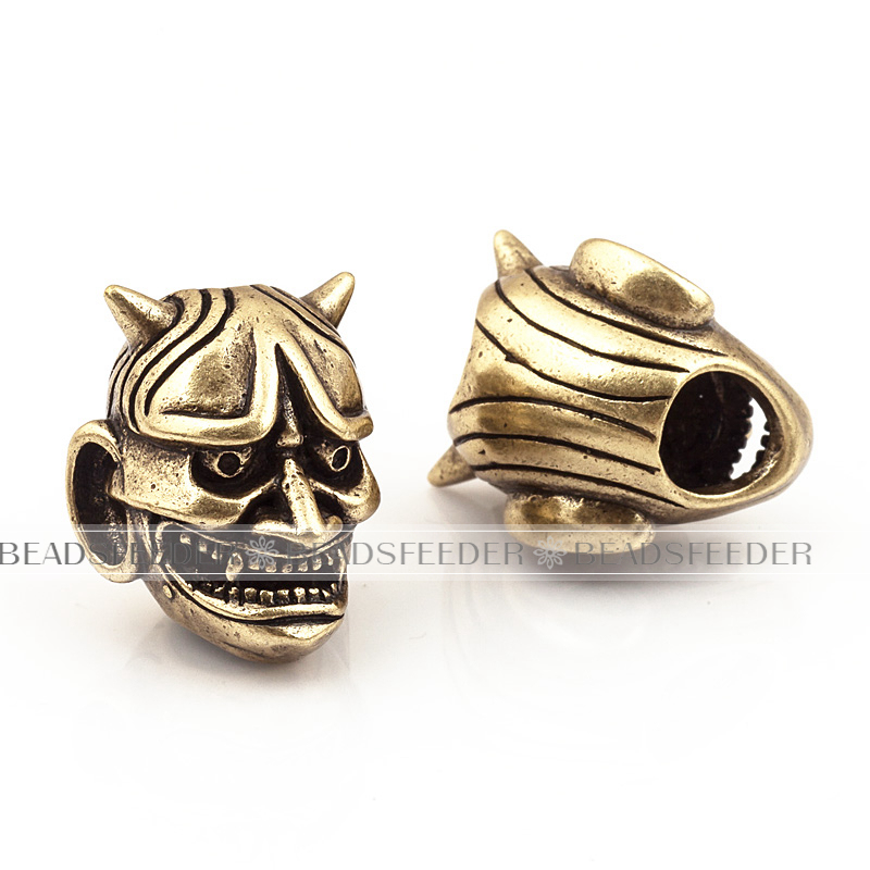 Evil Goblin Head Bead,antique style 550 Paracord Bead Skull Charm,fit for EDC Survival Bracelet Lanyard,19x12x12mm