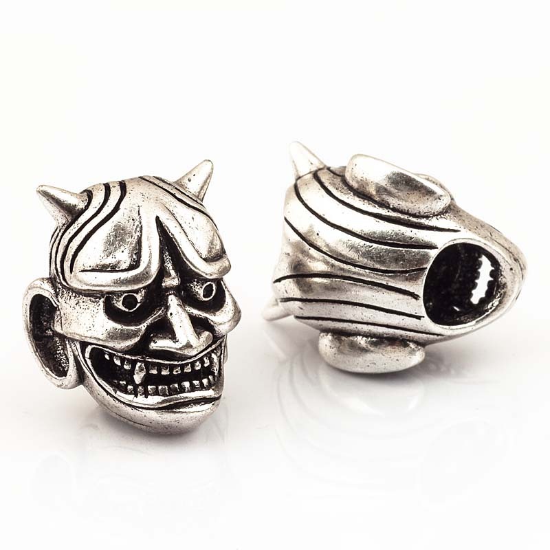 Evil Goblin Head Bead,antique style 550 Paracord Bead Skull Charm,fit for EDC Survival Bracelet Lanyard,19x12x12mm