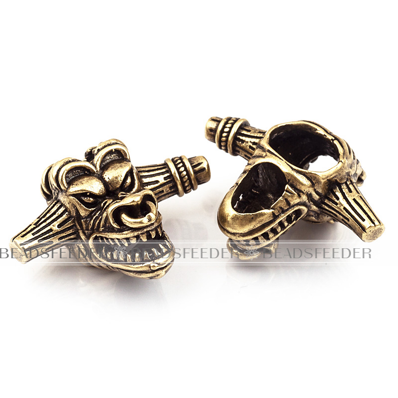 Outrage Tauren evil bull skull Bead,antique style Paracord Bead Skull Charm,fit for EDC Survival Bracelet Lanyard,29x22x18mm